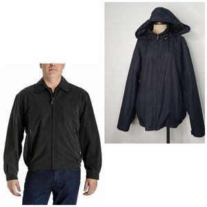 London Fog Black Lined Packable Hooded Jacket XL